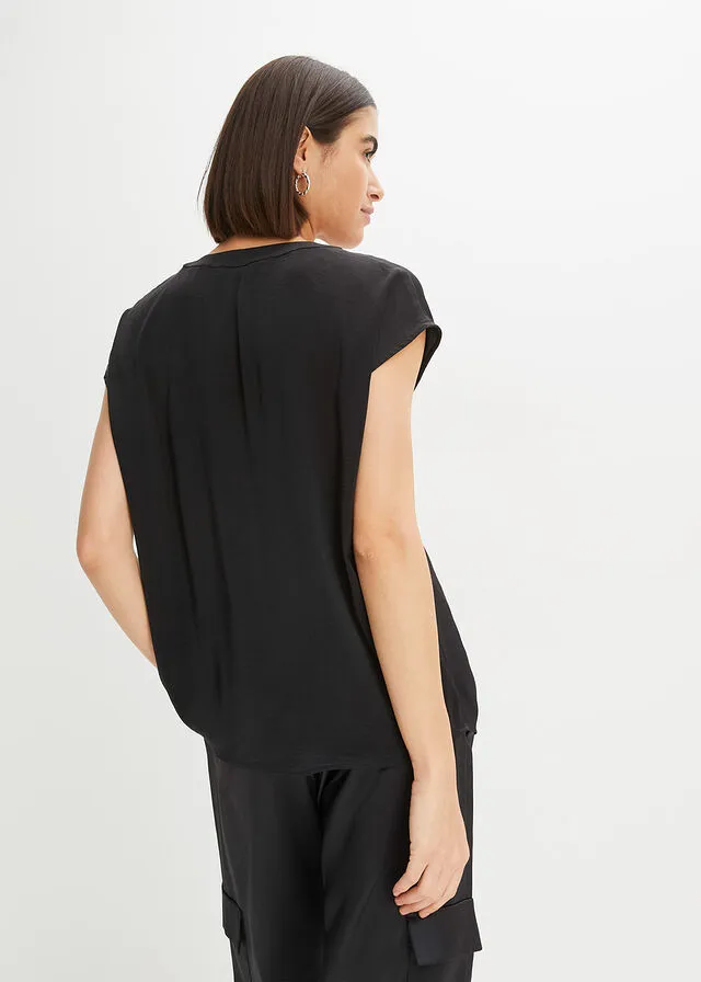 Blusa de satén Negro