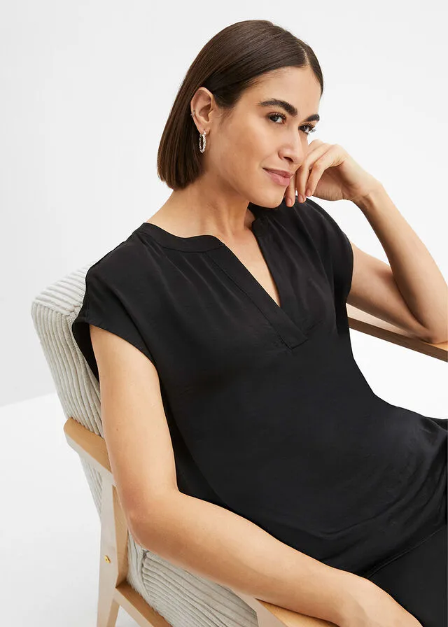 Blusa de satén Negro