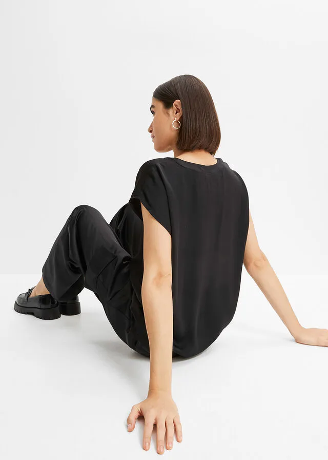 Blusa de satén Negro