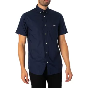 Camisa Regular De Popelina Manga Corta