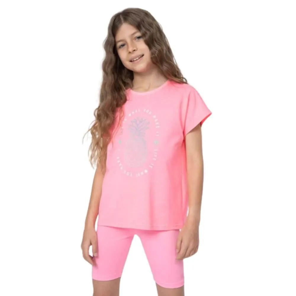 Camiseta Manga corta Niña 4F. Rosa 4FJSS23TTSHF398