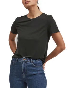 Camiseta Vila de manga corta y cuello redondo negra de mujer