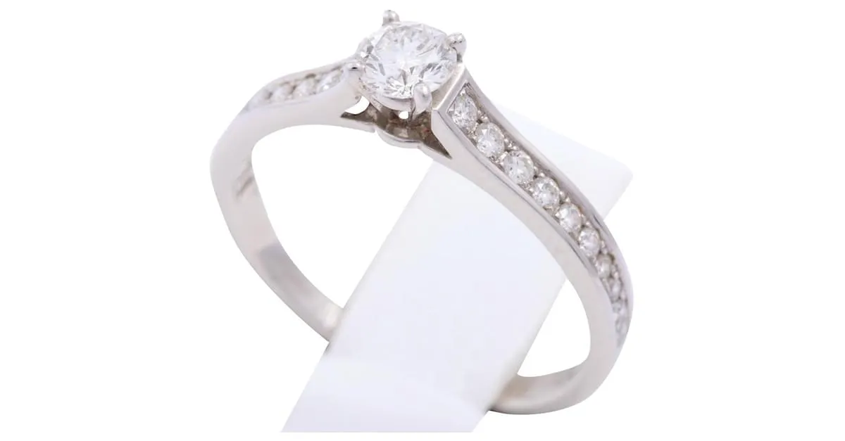 Cartier Solitaire 1895 Anillo de diamante solitario 0.33ct Tamaño 56 Plata 