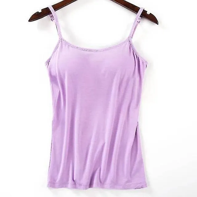 Huafei Mujeres Acolchado Soft Casual Bra Tank Top Mujeres Spaghetti Cami Top Vest Camisola Femenina Con Sujetador Incorporado