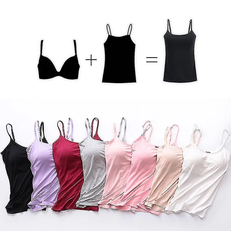 Huafei Mujeres Acolchado Soft Casual Bra Tank Top Mujeres Spaghetti Cami Top Vest Camisola Femenina Con Sujetador Incorporado