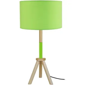 Lámpara de Mesa redondo madera natural, verde y blanco