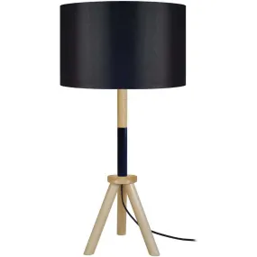 Lámpara de Mesa redondo madera naturales, negro