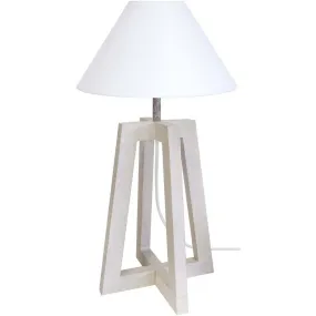 lámpara de noche redondo madera taupe y blanco