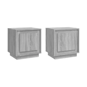 Mesitas de noche 2 uds madera contrachapada gris 44x35x45 cm