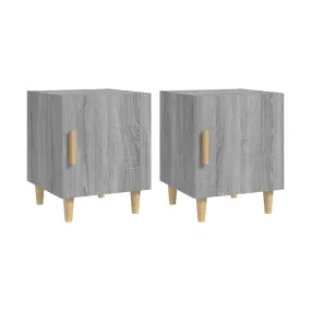 Mesitas de noche 2 uds madera contrachapada gris Sonoma