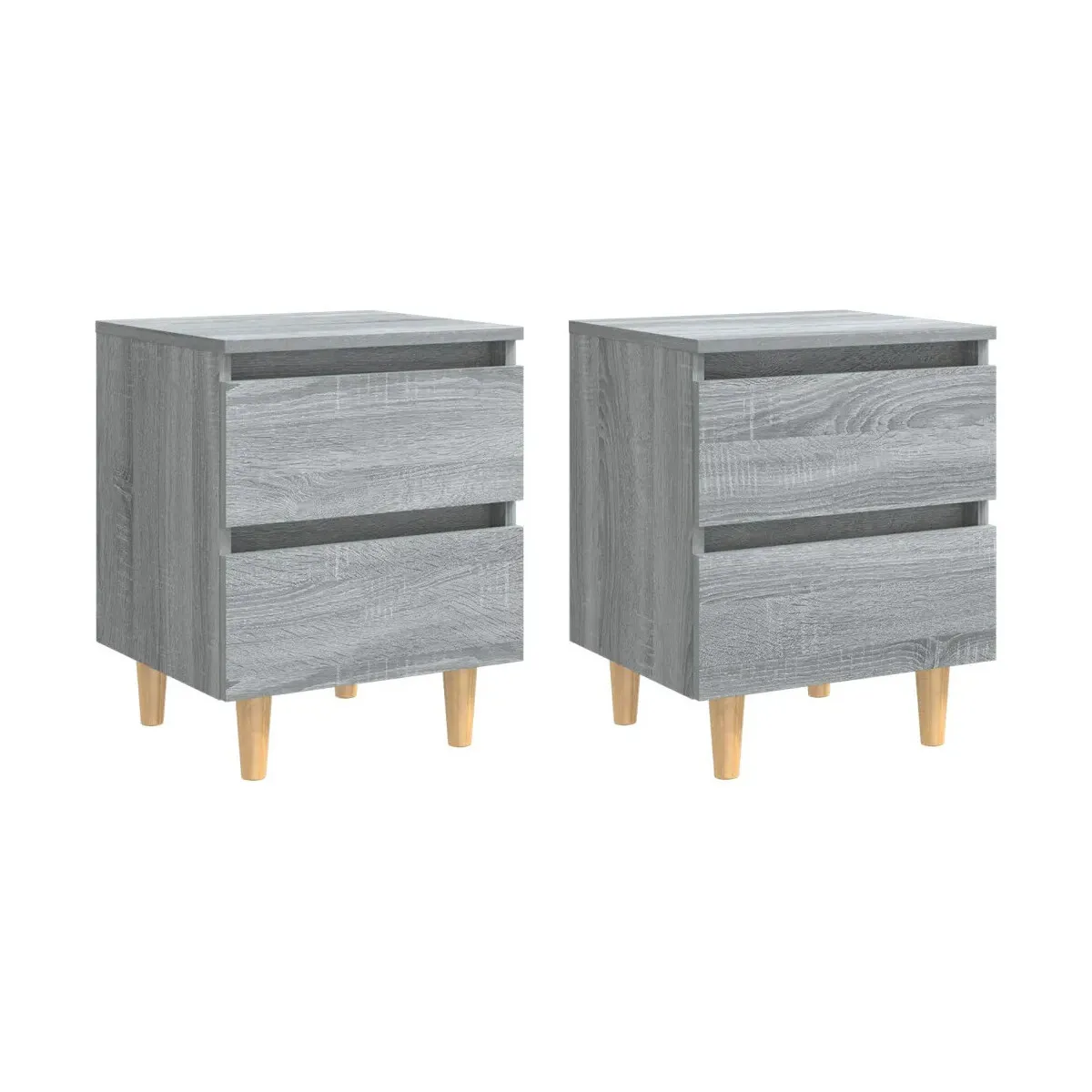 Mesitas de noche 2 uds patas de madera gris Sonoma 40x35x50 cm