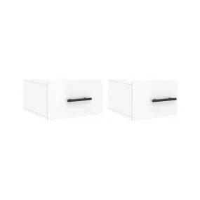 Mesitas de noche de pared 2 uds blanco brillo 35x35x20 cm