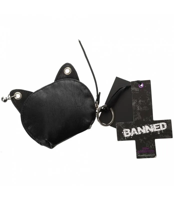 MONEDERO Forma GATO Ojos Femeninos BANNED Cascabel Negro WT1460