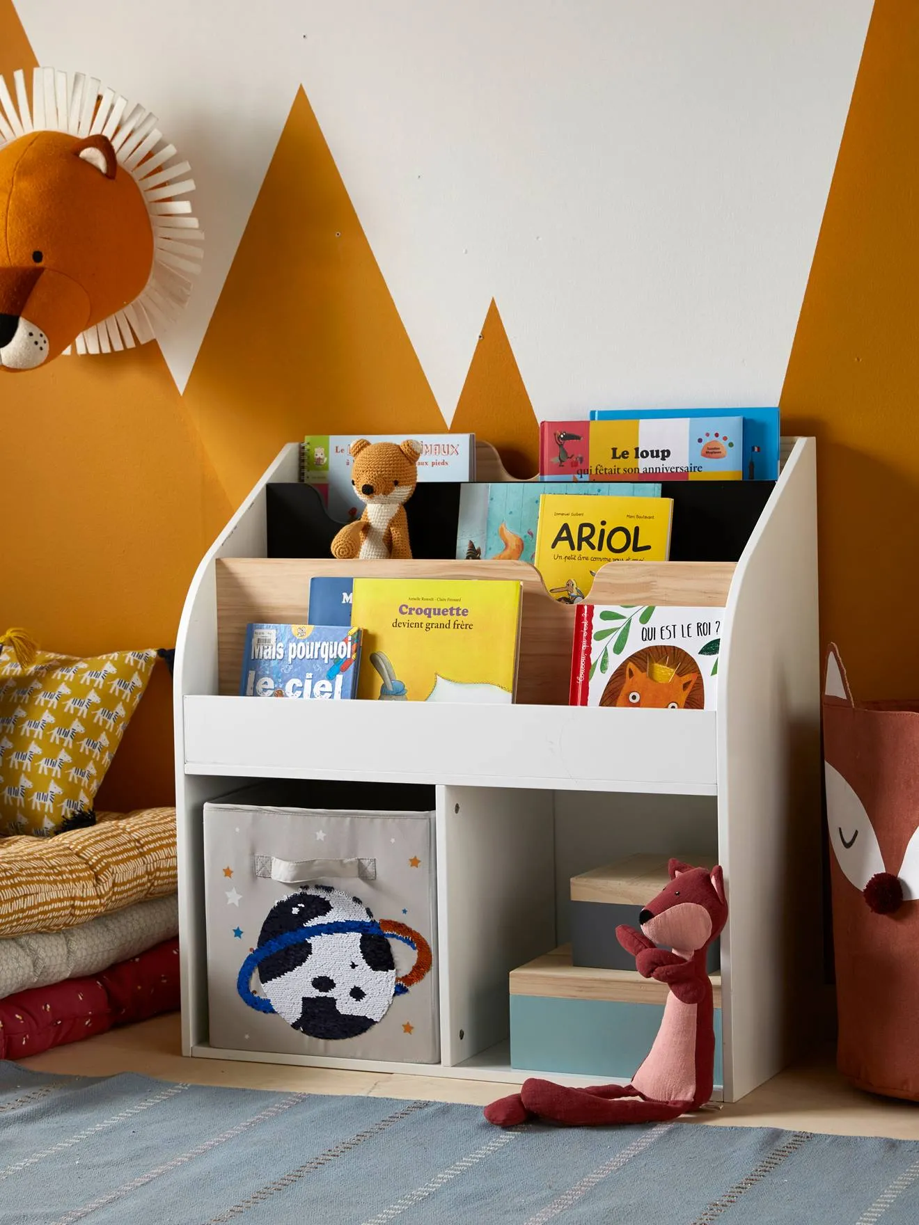 Mueble para organización con 2 compartimentos + estantería librería School