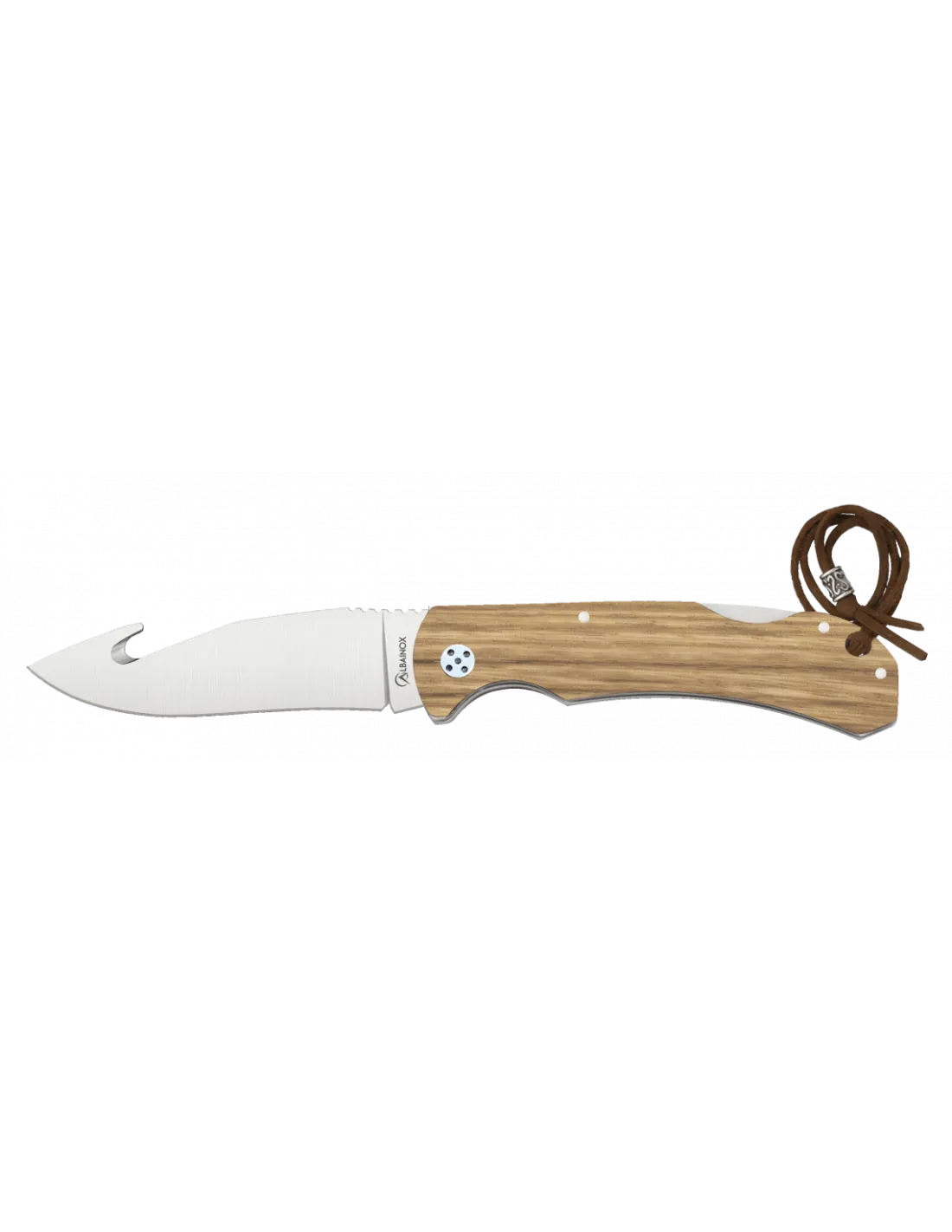 Navaja de caza con skinner, madera zebra (19,8 cm.)