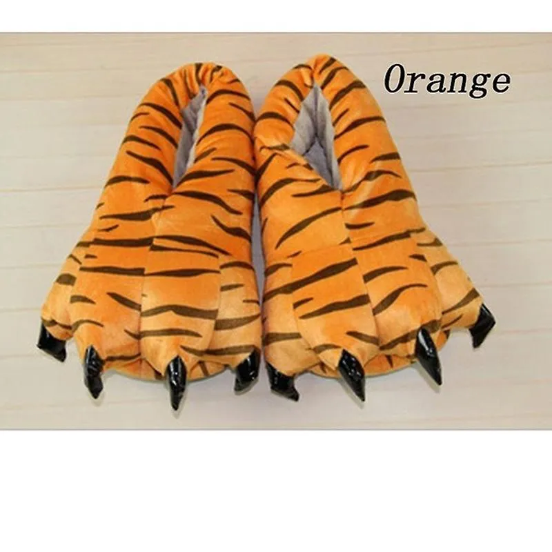 Nuevo invierno cálido suave zapatillas de piso interior mujeres hombres niños zapatos pata divertido animal monstruo de Navidad 