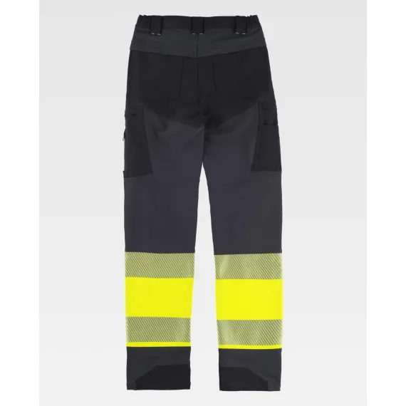 Pantalón elástico tricolor combinado con alta visibilidad C3555