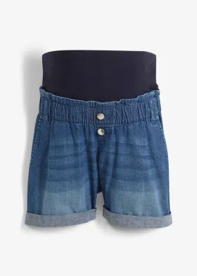 Pantalón vaquero corto premamá de corte paperbag Denim