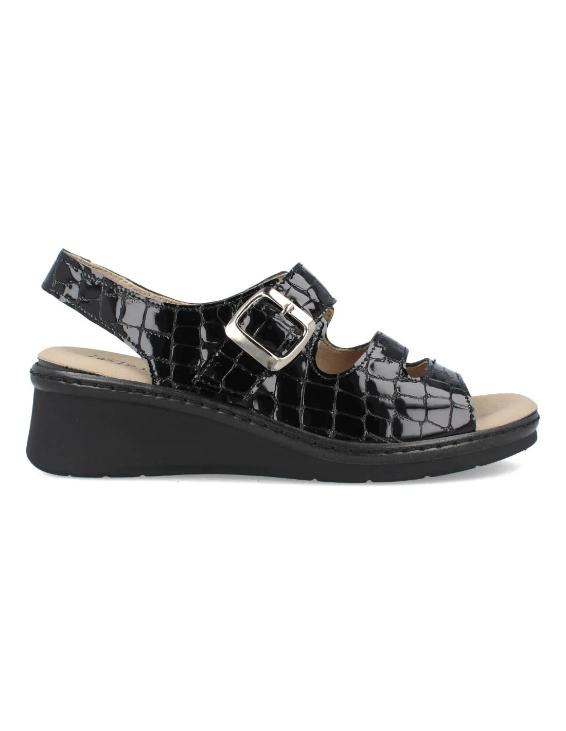 Pitillos - Sandalia Cuña Coco Hebilla Negro