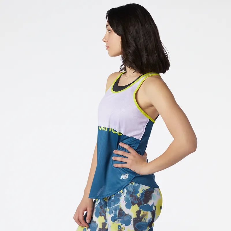 Polera Sin Mangas Running Mujer New Balance Printed Accelerate Bicolor