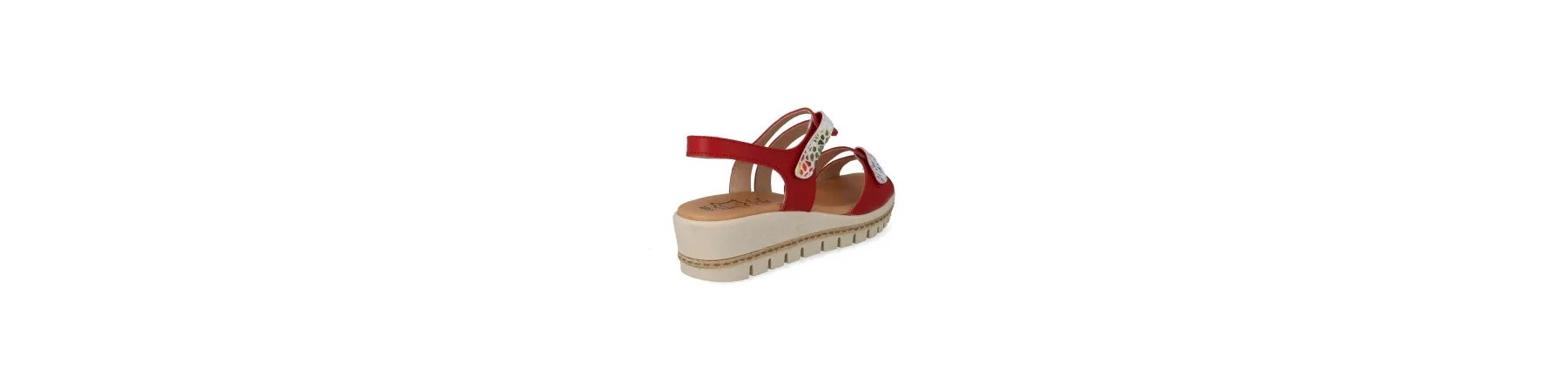 SANDALIAS CUÑA MUJER PIEL MOD. GARNET ROJO