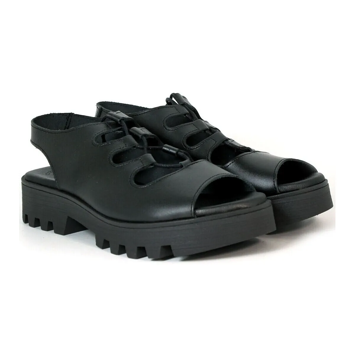 SANDALIAS TRACK DE PIEL  546 NEGRO