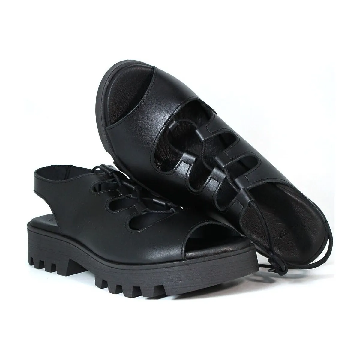 SANDALIAS TRACK DE PIEL  546 NEGRO