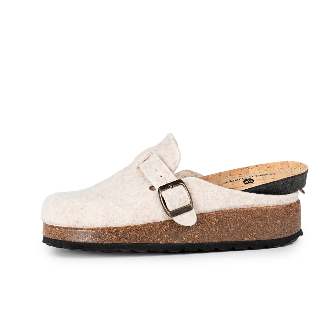 Slippers BIO Fieltro Beig Claro con hebilla