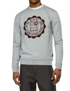 Sudadera gris Replay logo terciopelo para hombre-z