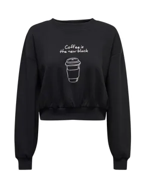 Sudadera Only Cate coffe negra sin capucha para mujer