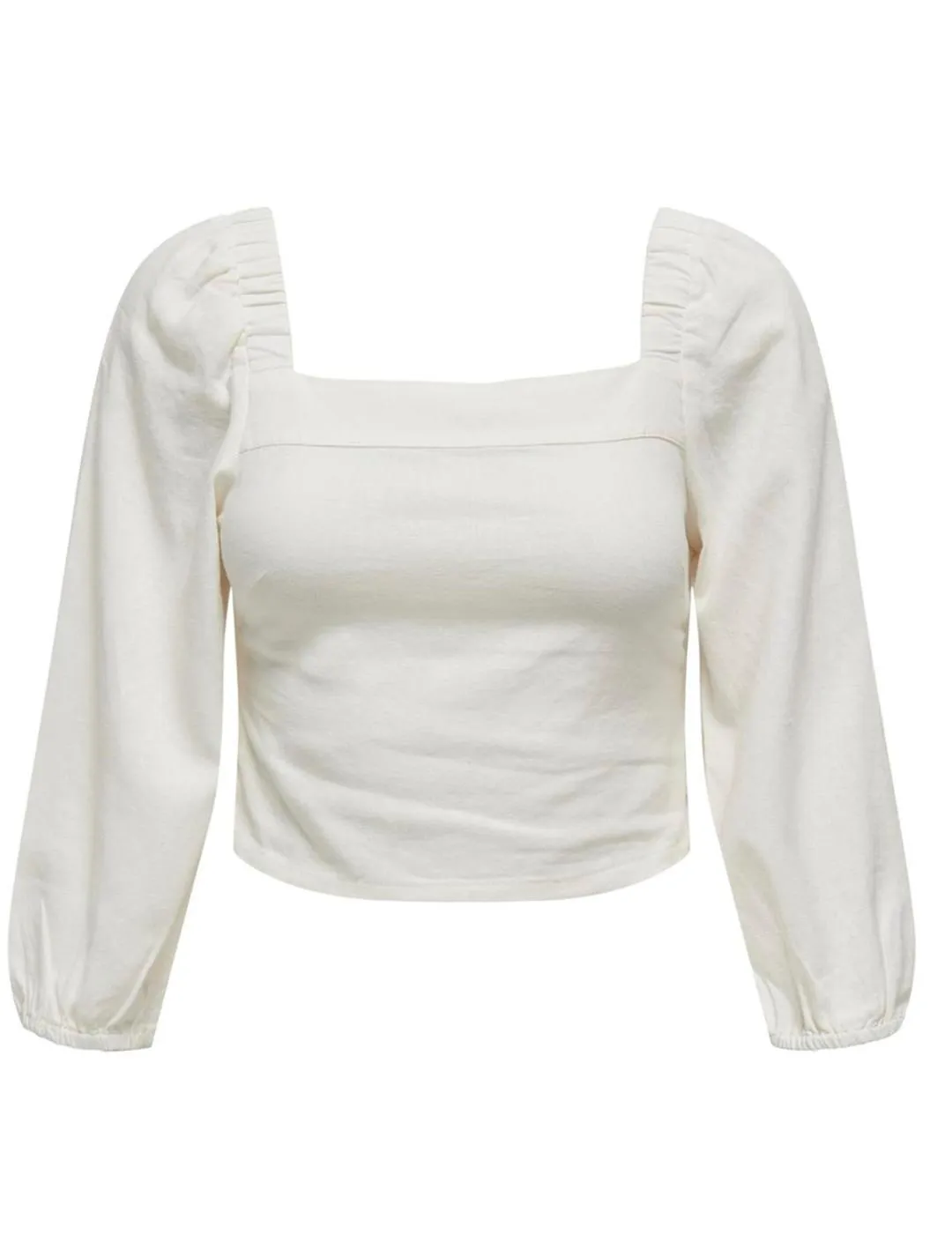 Top Only Caro blanca de lino mangas abullonadas mujer