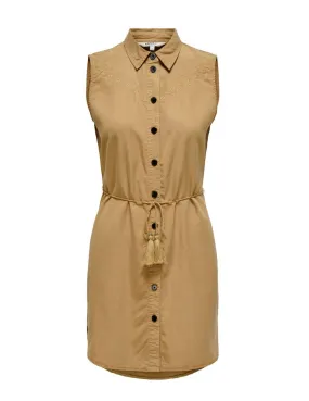 Vestido camisero Only Arizona camel sin mangas de mujer