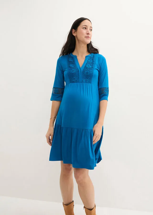 Vestido premamá/de lactancia tipo túnica azul atlántico