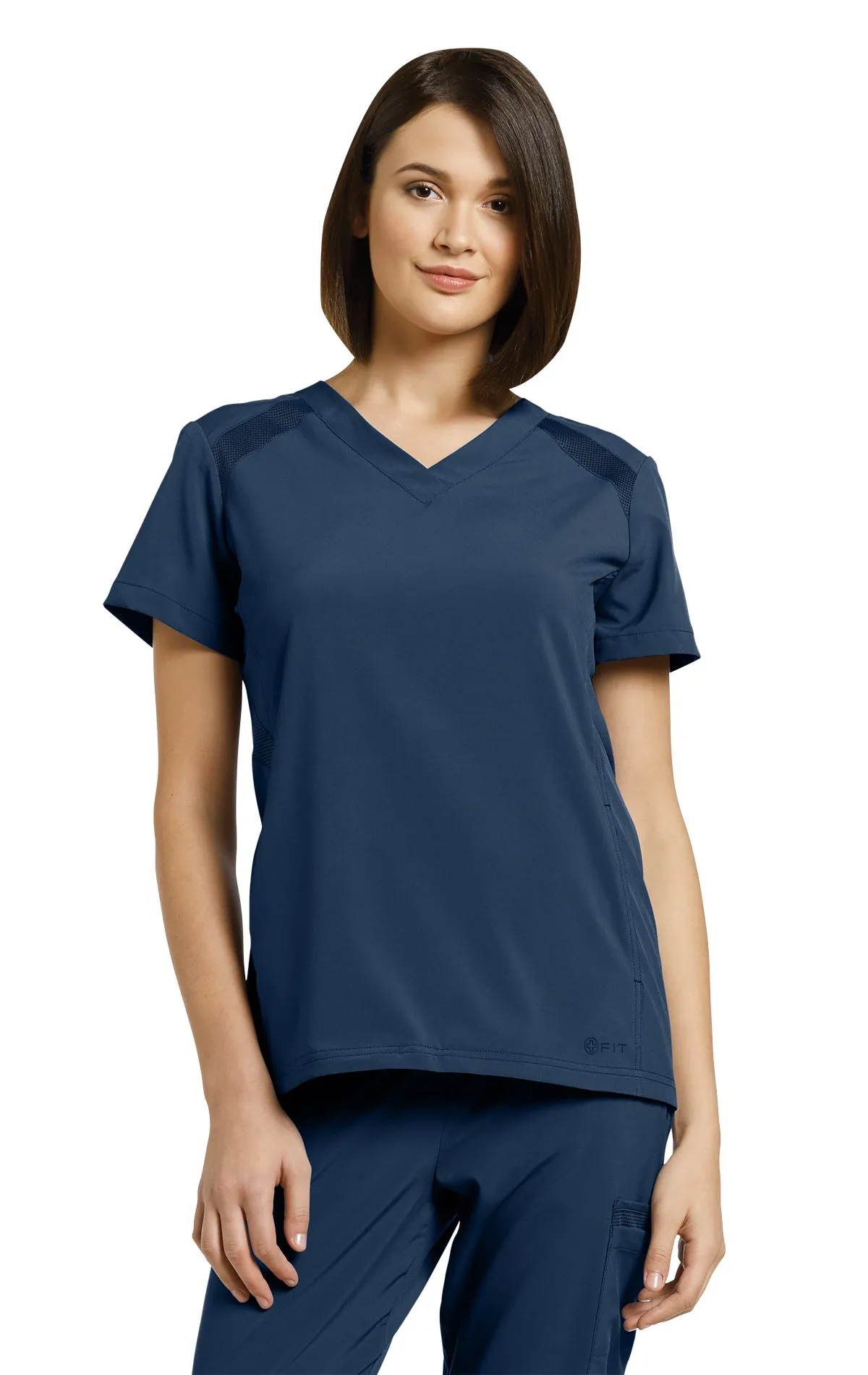 White Cross FIT V-Neck Top Navy